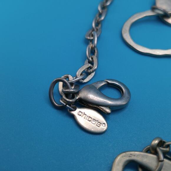 Chico's Necklace Belt Combo Matching Earrings, Hammered Silver Tone, Belt 43" - Picture 4 of 12